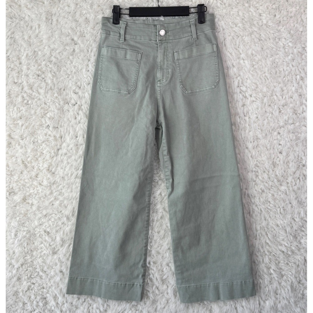 Lauren Conrad Wide Leg Pants Size 2 Sage Green High Rise Utility Boho Minimalist - Picture 1 of 9